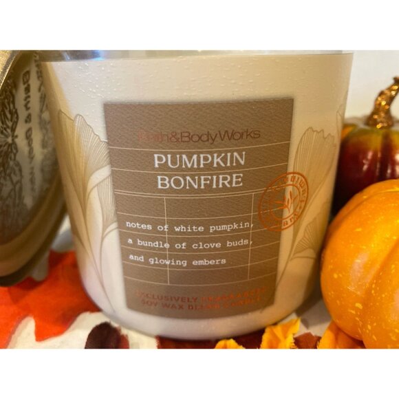 Bath & Body Works “Pumpkin Bonfire” 3 Wick Candle - Picture 2 of 7